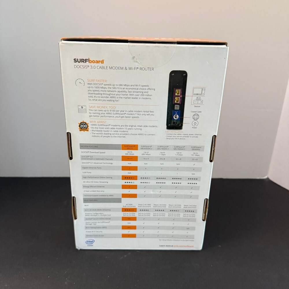 Arris SURFboard SBG10 DOCSIS 3.0 Cable Modem & Wi-Fi Router - Picture 2 of 4